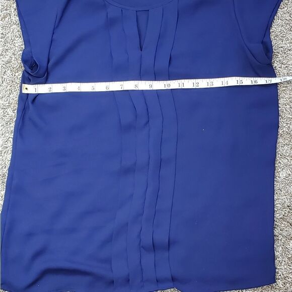 Express Blue Short Sleeve Blouse - Picture 4 of 7